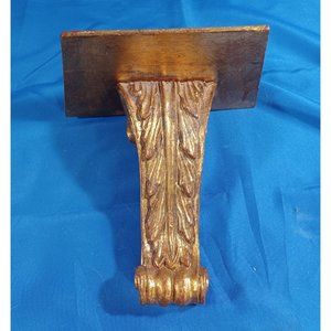 Vtg 10" Italian Gold Gilt Hand Carved Wood Wall Sconce Hollywood Regency…